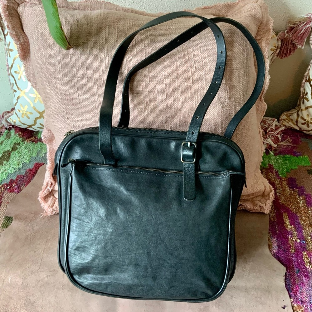 Johnny Farrah Handmade Leather Bag With Outside Pockets